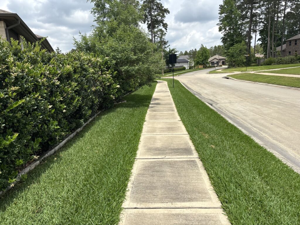 Green, lush lawn after a liquid aeration and plug aeration service