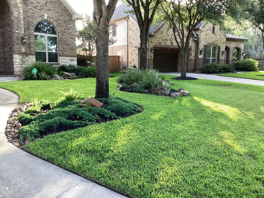 Green lawn with no weeds after a lawn fertilization service, lawn fungus control, lawn insecticide, lawn aeraton, sod webworm treatment