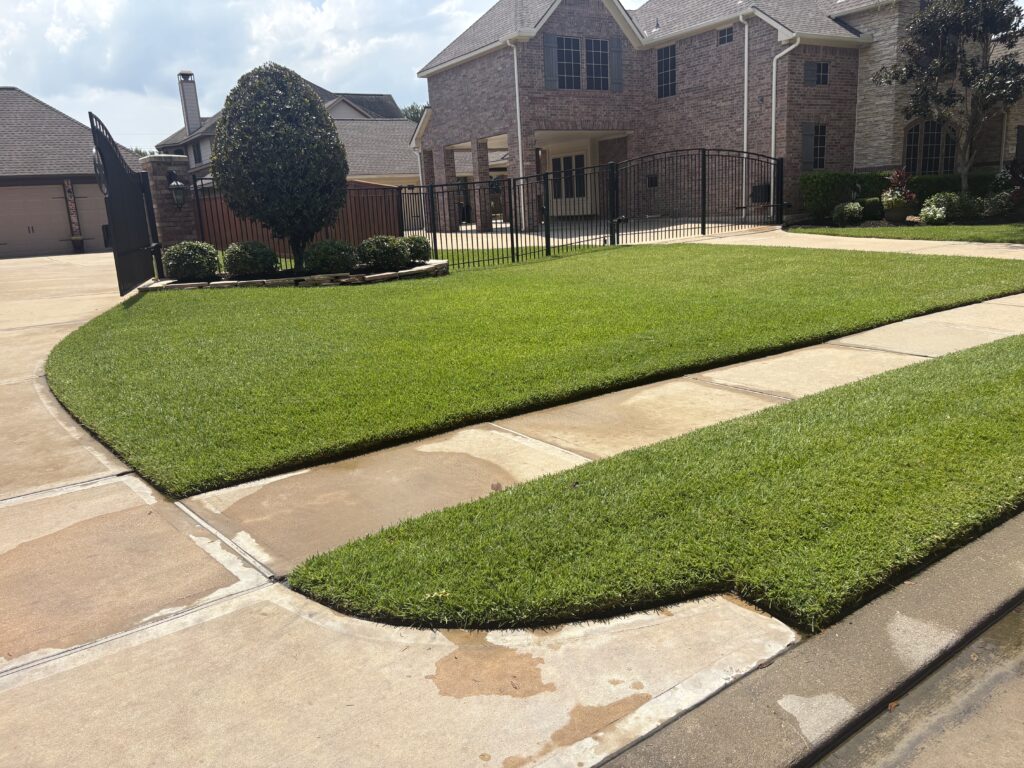 Lawn pest control on a green lawn to cover for ant control service, chinch bug treatments, and other insects